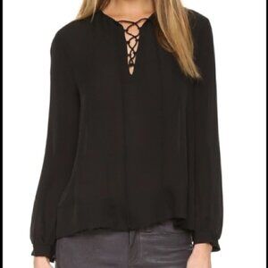 REBECCA Minkoff silk Nell black long sleeve blouse XS